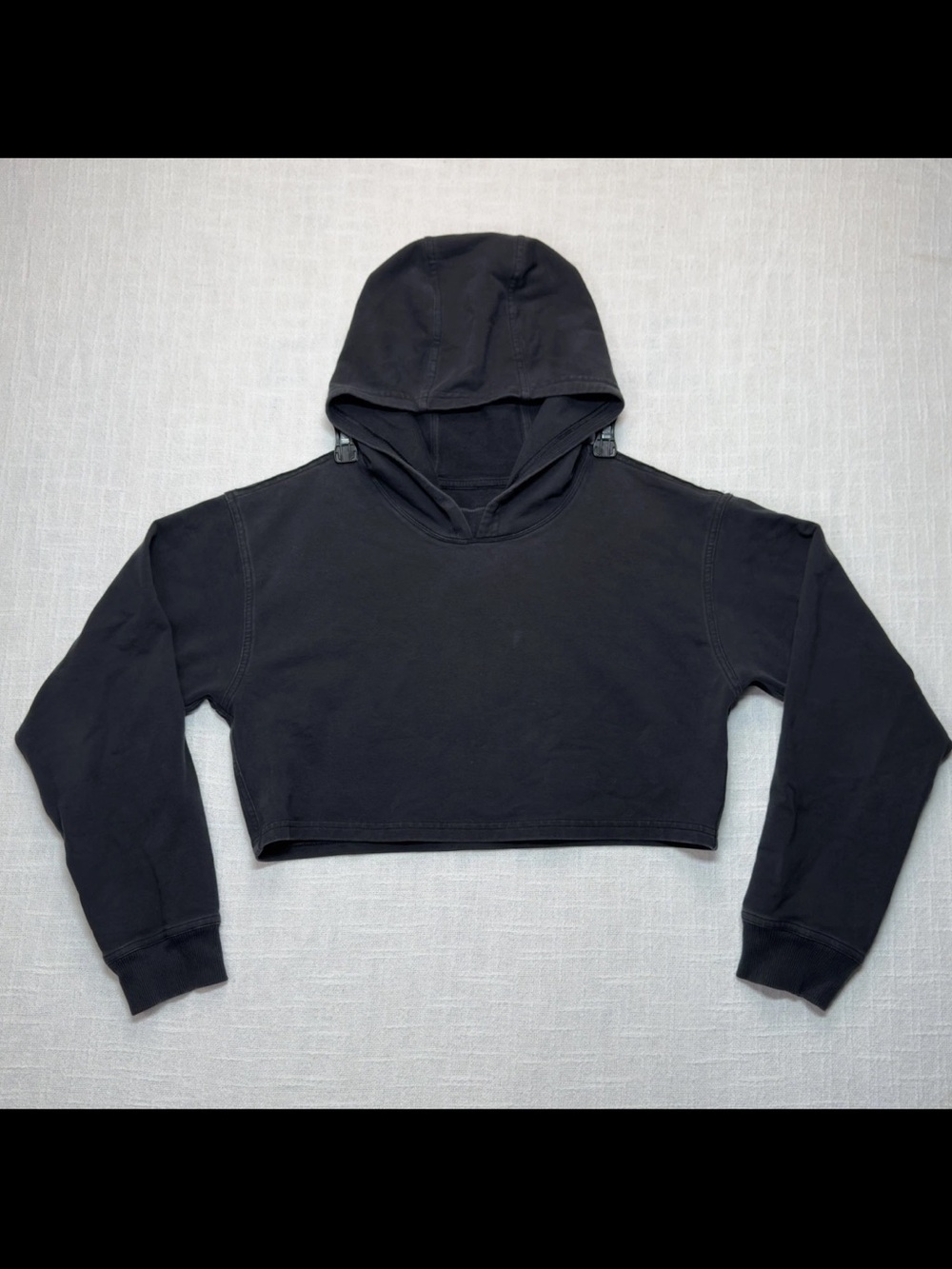 Lulumelon Cropped Black Hooded Sweatshirt - Women's Casual Pullover